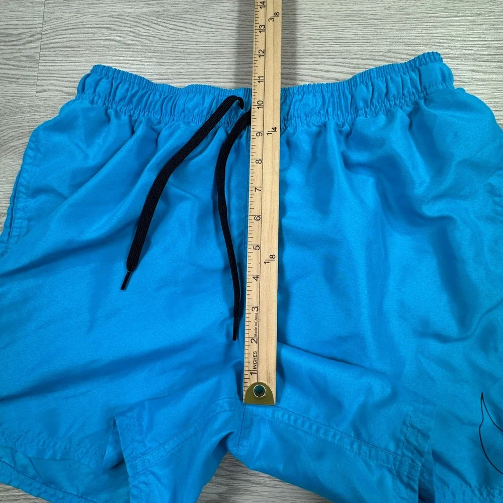 Nike Men's Swim Trunks Blue Medium Mesh Lined Board Shorts Swoosh Logo